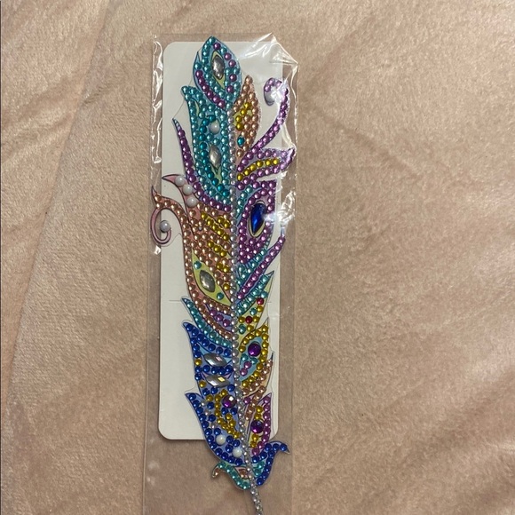 Handmade Dimond Peacock Feather Bookmark - Picture 5 of 12